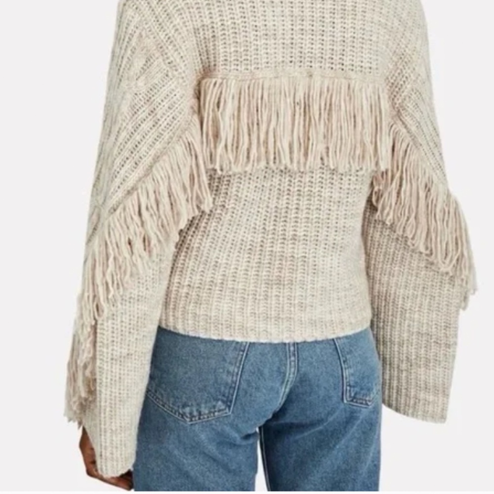 Jonathan Simkhai Kara Mouline Cable Knit Fringe Polo Sweater Beige - Picture 2 of 11